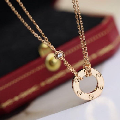 [Riva Jewelry ]LOVE NECKLACE ADJUSTABLE ROSE GOLD 2 DIAMOND