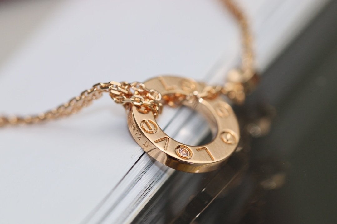 [Riva Jewelry ]LOVE NECKLACE ADJUSTABLE ROSE GOLD 2 DIAMOND
