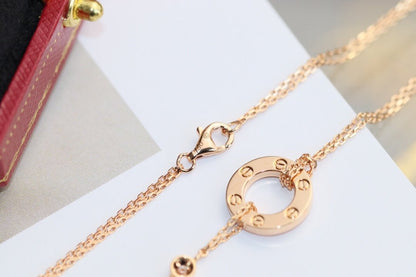 [Riva Jewelry ]LOVE NECKLACE ADJUSTABLE ROSE GOLD 2 DIAMOND