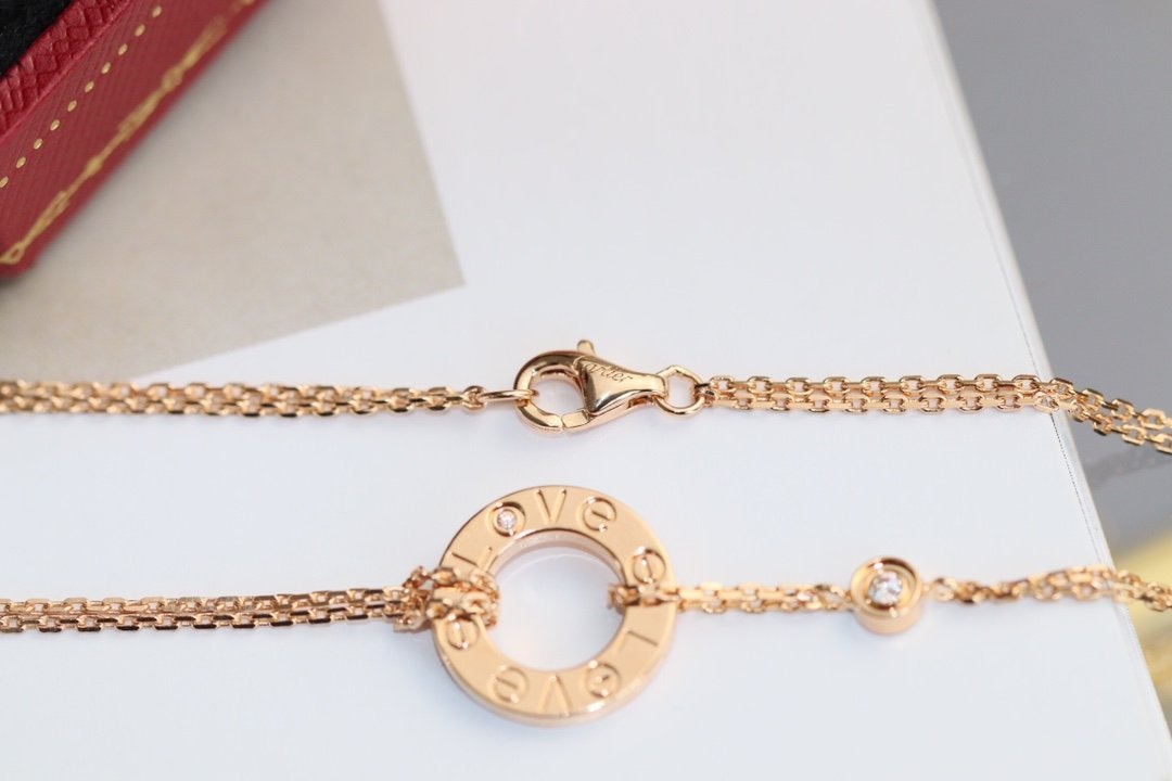 [Riva Jewelry ]LOVE NECKLACE ADJUSTABLE ROSE GOLD 2 DIAMOND