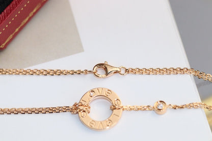 [Riva Jewelry ]LOVE NECKLACE ADJUSTABLE ROSE GOLD 2 DIAMOND