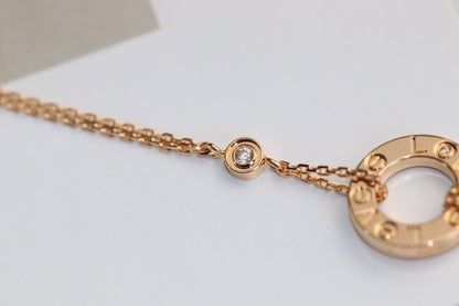 [Riva Jewelry ]LOVE NECKLACE ADJUSTABLE ROSE GOLD 2 DIAMOND