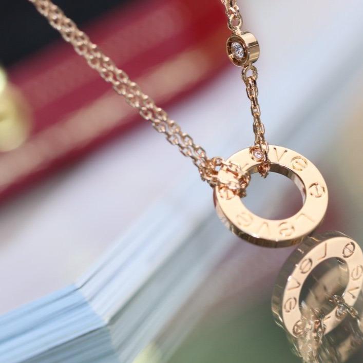 [Riva Jewelry ]LOVE NECKLACE ADJUSTABLE ROSE GOLD 2 DIAMOND