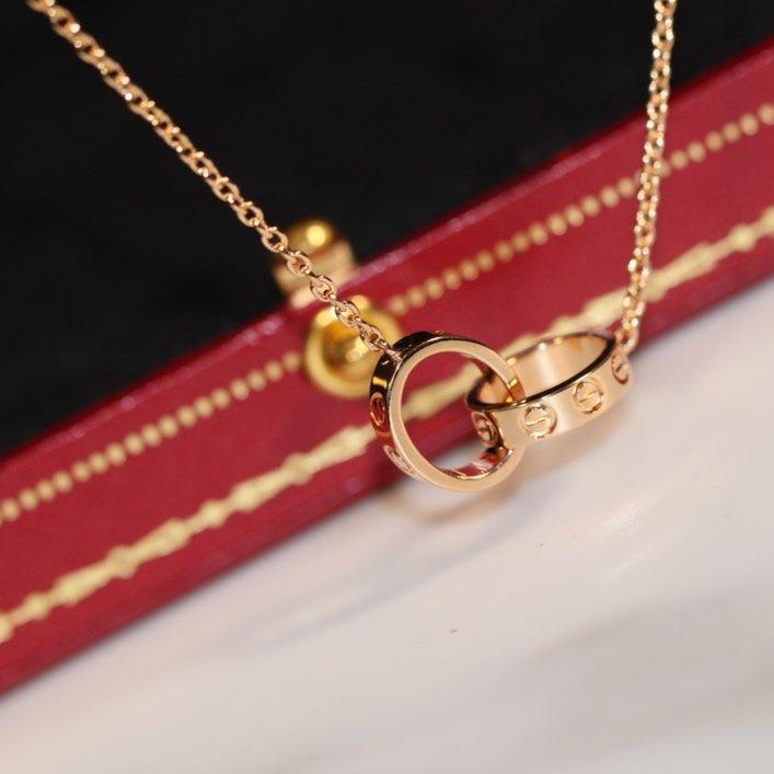 [Riva Jewelry ]LOVE NECKLACE PINK GOLD AND SILVER