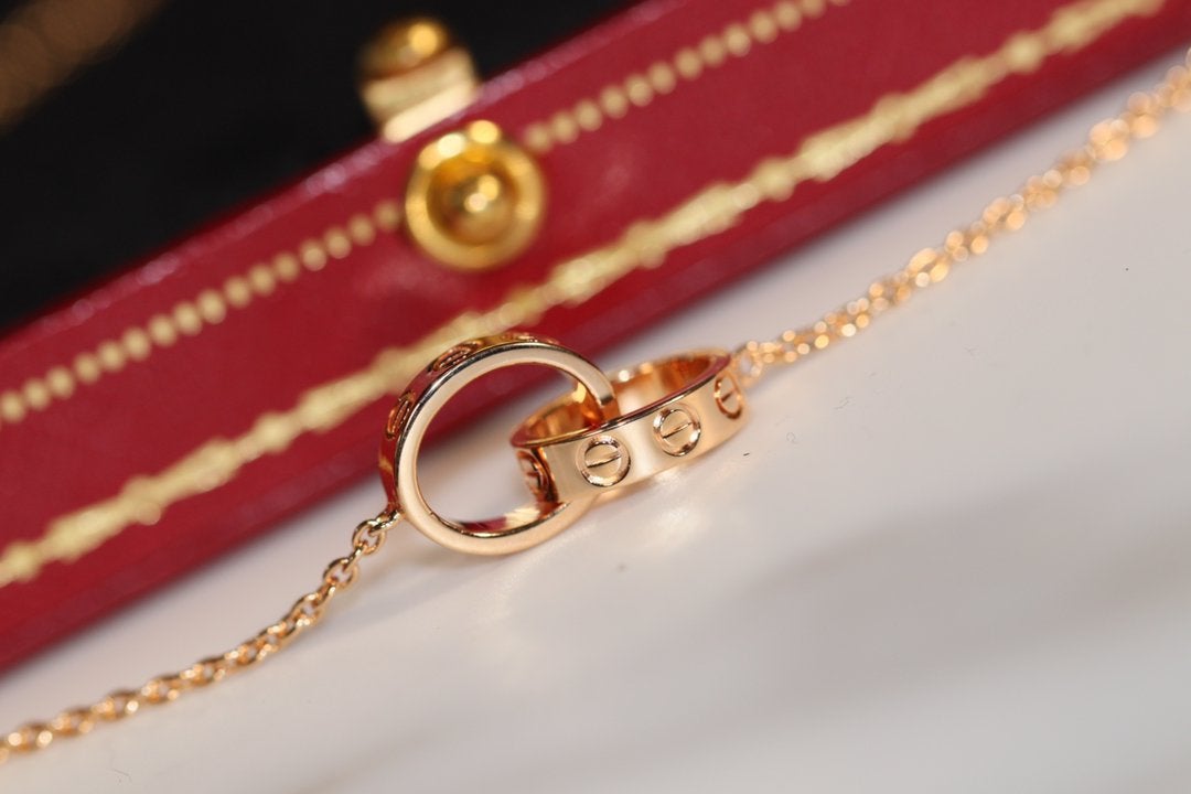 [Riva Jewelry ]LOVE NECKLACE PINK GOLD AND SILVER