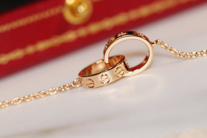 [Riva Jewelry ]LOVE NECKLACE PINK GOLD AND SILVER