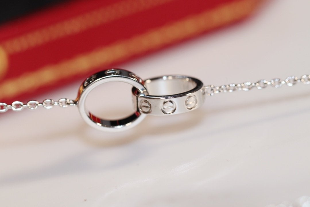 [Riva Jewelry ]LOVE NECKLACE PINK GOLD AND SILVER