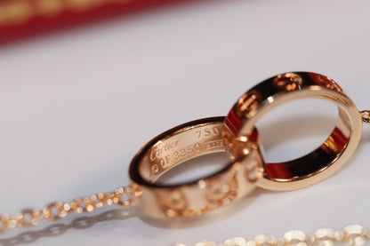 [Riva Jewelry ]LOVE NECKLACE PINK GOLD AND SILVER