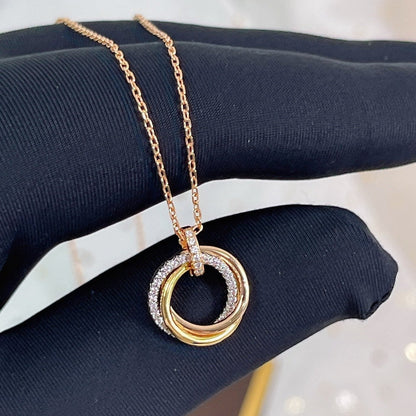 [Riva Jewelry ]TRINITY NECKLACE SILVER GOLD PINK GOLD DIAMONDS