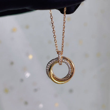 [Riva Jewelry ]TRINITY NECKLACE SILVER GOLD PINK GOLD DIAMONDS