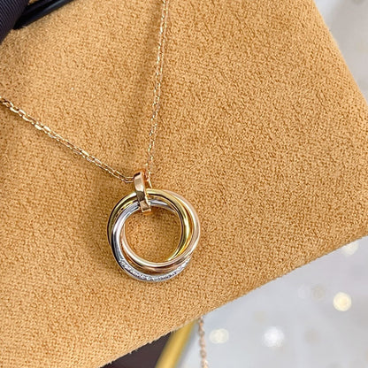 [Riva Jewelry ]TRINITY NECKLACE SILVER GOLD PINK GOLD DIAMONDS