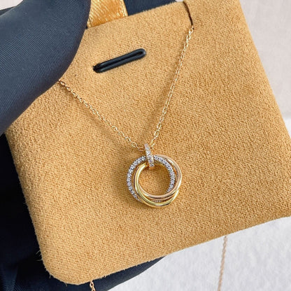 [Riva Jewelry ]TRINITY NECKLACE SILVER GOLD PINK GOLD DIAMONDS