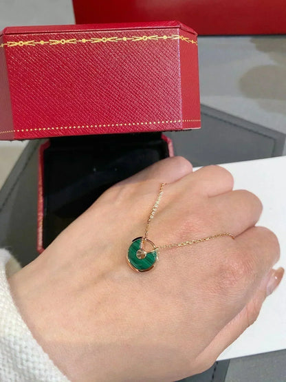 [Riva Jewelry ]AMULETTE ROSE GOLD MALACHITE NECKLACE