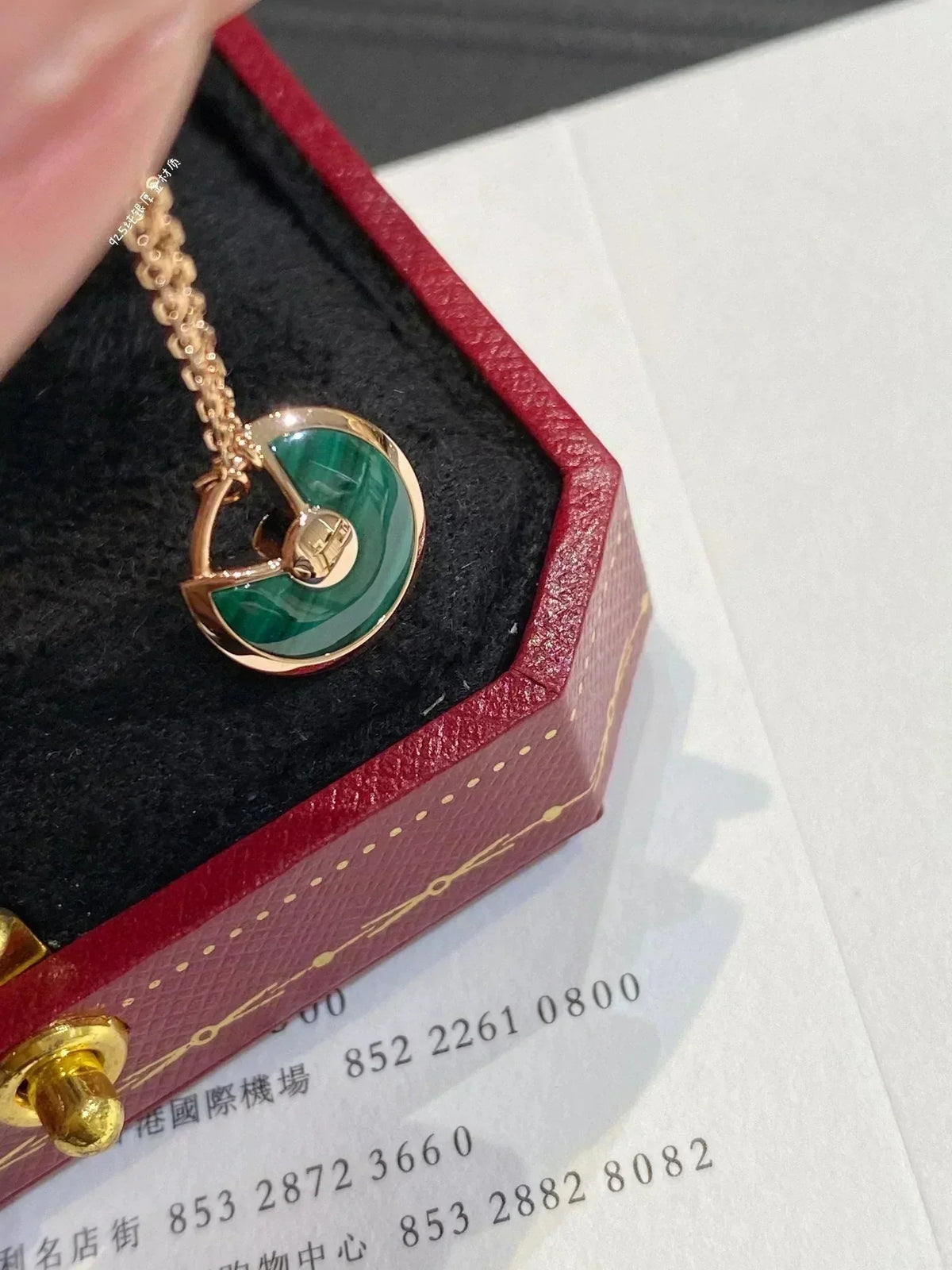 [Riva Jewelry ]AMULETTE ROSE GOLD MALACHITE NECKLACE