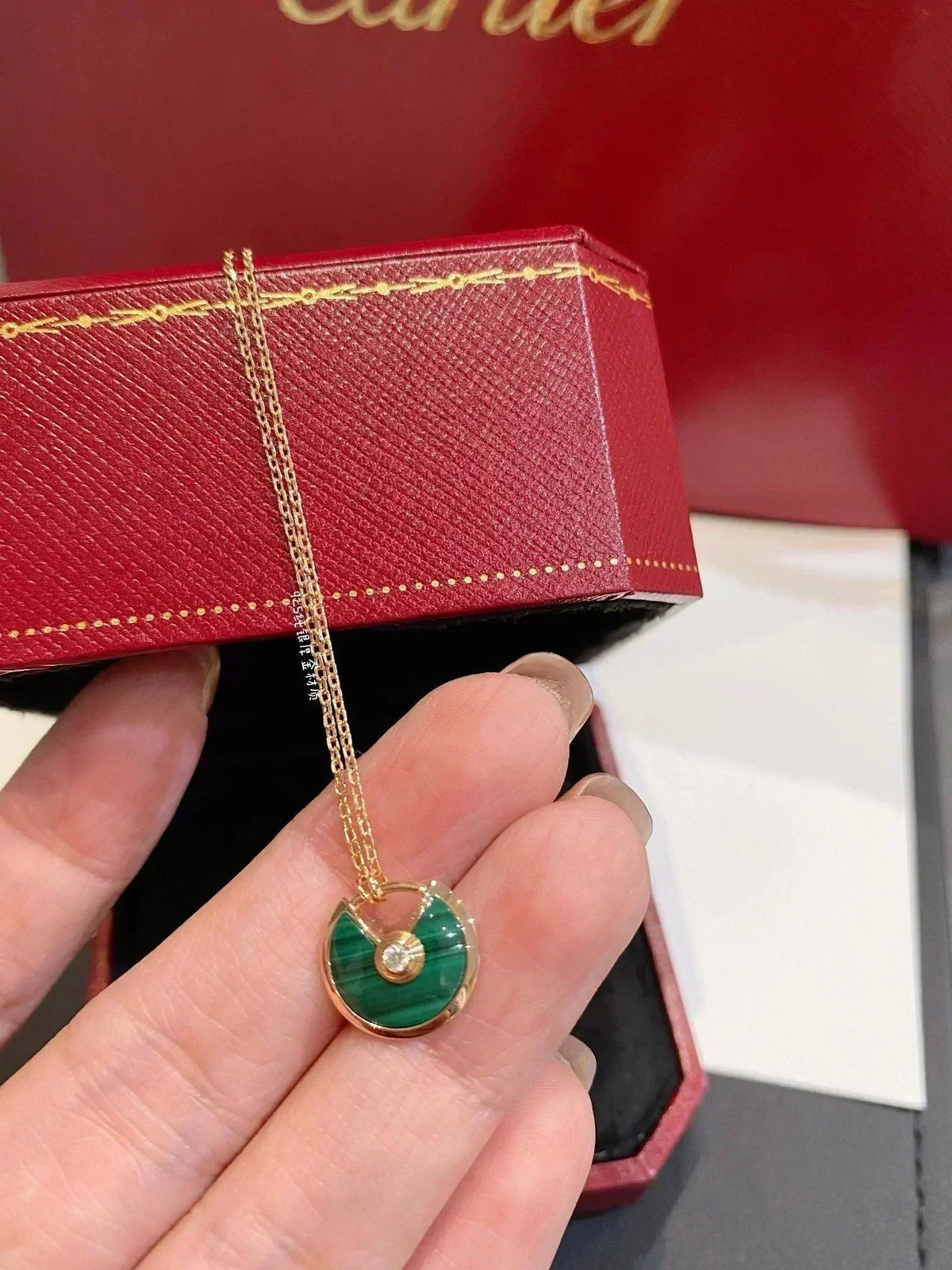 [Riva Jewelry ]AMULETTE ROSE GOLD MALACHITE NECKLACE