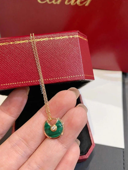 [Riva Jewelry ]AMULETTE ROSE GOLD MALACHITE NECKLACE