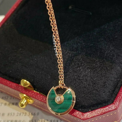 [Riva Jewelry ]AMULETTE ROSE GOLD MALACHITE NECKLACE
