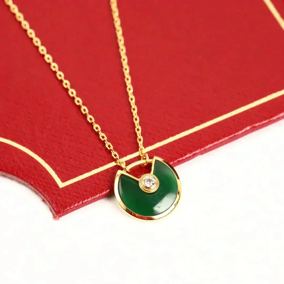 [Riva Jewelry ]AMULETTE GOLD MALACHITE NECKLACE