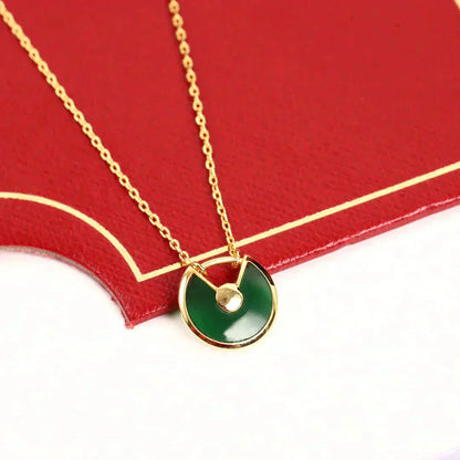 [Riva Jewelry ]AMULETTE GOLD MALACHITE NECKLACE