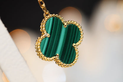 [Riva Jewelry ]CLOVER EARRINGS GOLD MALACHITE DIAMOND 3 MOTIF