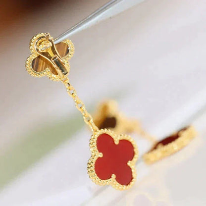 [Riva Jewelry ]CLOVER  2 MOTIF  TIGER EYE CARNELIAN EARRINGS