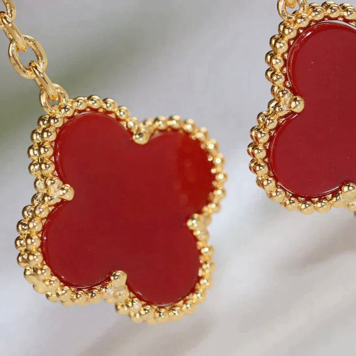 [Riva Jewelry ]CLOVER  2 MOTIF  TIGER EYE CARNELIAN EARRINGS