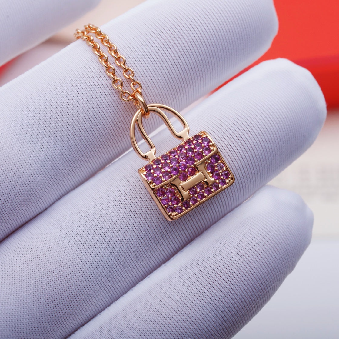 [Riva Jewelry ]CONSTANCE PEDANT PURPLE DIAMOND NECKLACE