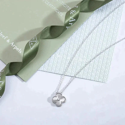 [Riva Jewelry ]CLOVER  15MM DIAMOND LASER NECKLACE SILVER