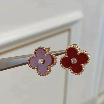 [Riva Jewelry ]CLOVER MEDIUM 1 MOTIFS CARNELIAN  DIAMOND earrings