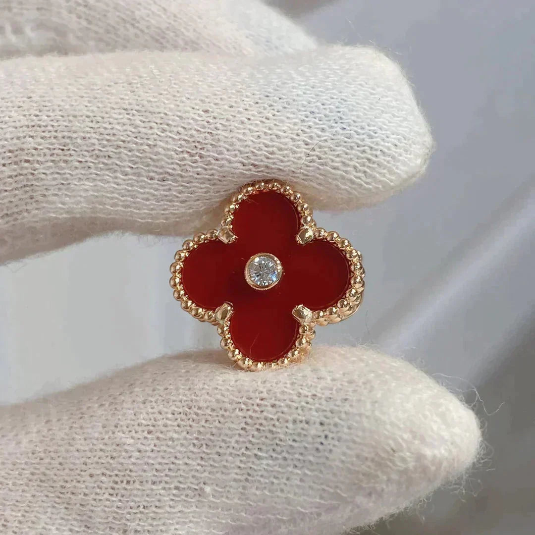 [Riva Jewelry ]CLOVER MEDIUM 1 MOTIFS CARNELIAN  DIAMOND earrings