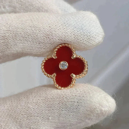 [Riva Jewelry ]CLOVER MEDIUM 1 MOTIFS CARNELIAN  DIAMOND earrings