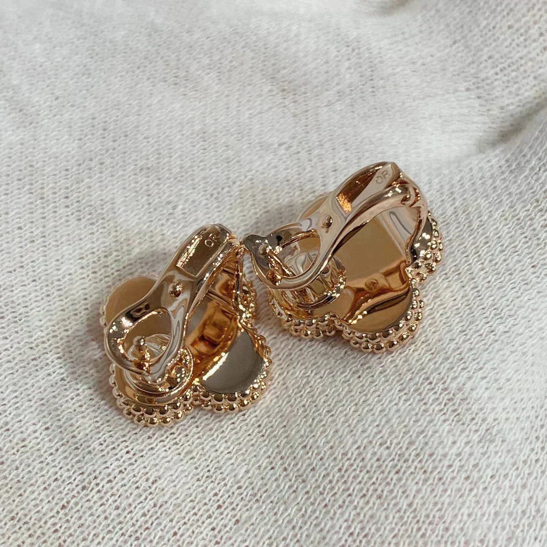 [Riva Jewelry ]CLOVER MEDIUM 1 MOTIFS CARNELIAN  DIAMOND earrings
