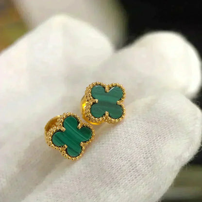 [Riva Jewelry ]CLOVER MINI 9.5MM MALACHITE  EARRINGS