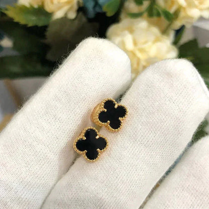 [Riva Jewelry ]CLOVER MINI 9.5MM BLACK MOP EARRINGS