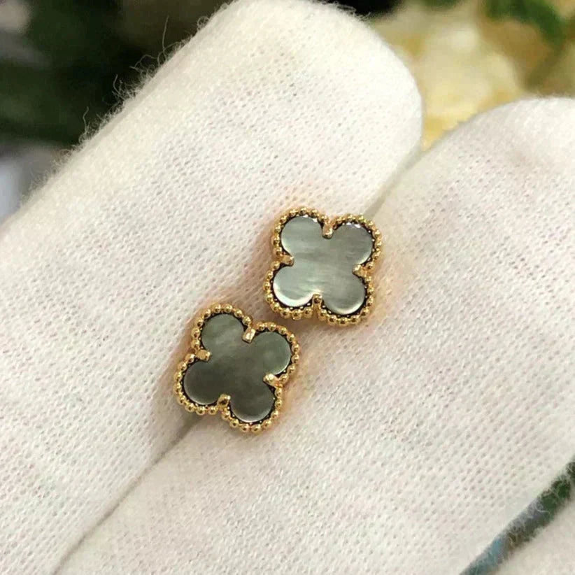 [Riva Jewelry ]CLOVER MINI 9.5MM GRAY MOP EARRINGS