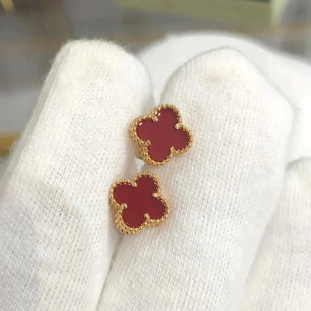 [Riva Jewelry ]CLOVER MINI 9.5MM CARNELIAN EARRINGS