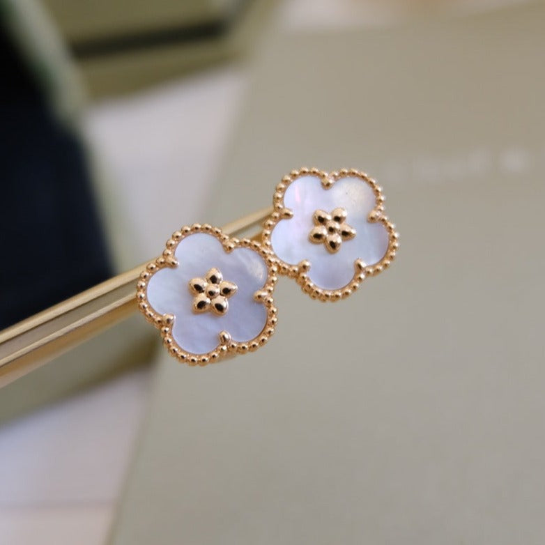 [Riva Jewelry ]LUCKY PINK GOLD WHITE MOP EARRINGS