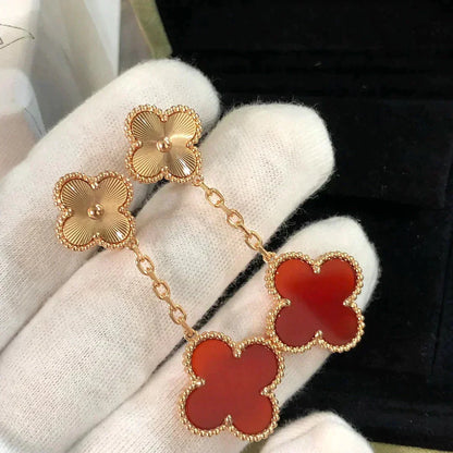 [Riva Jewelry ]CLOVER 2 MOTIF  LASER CARNELIAN EARRINGS