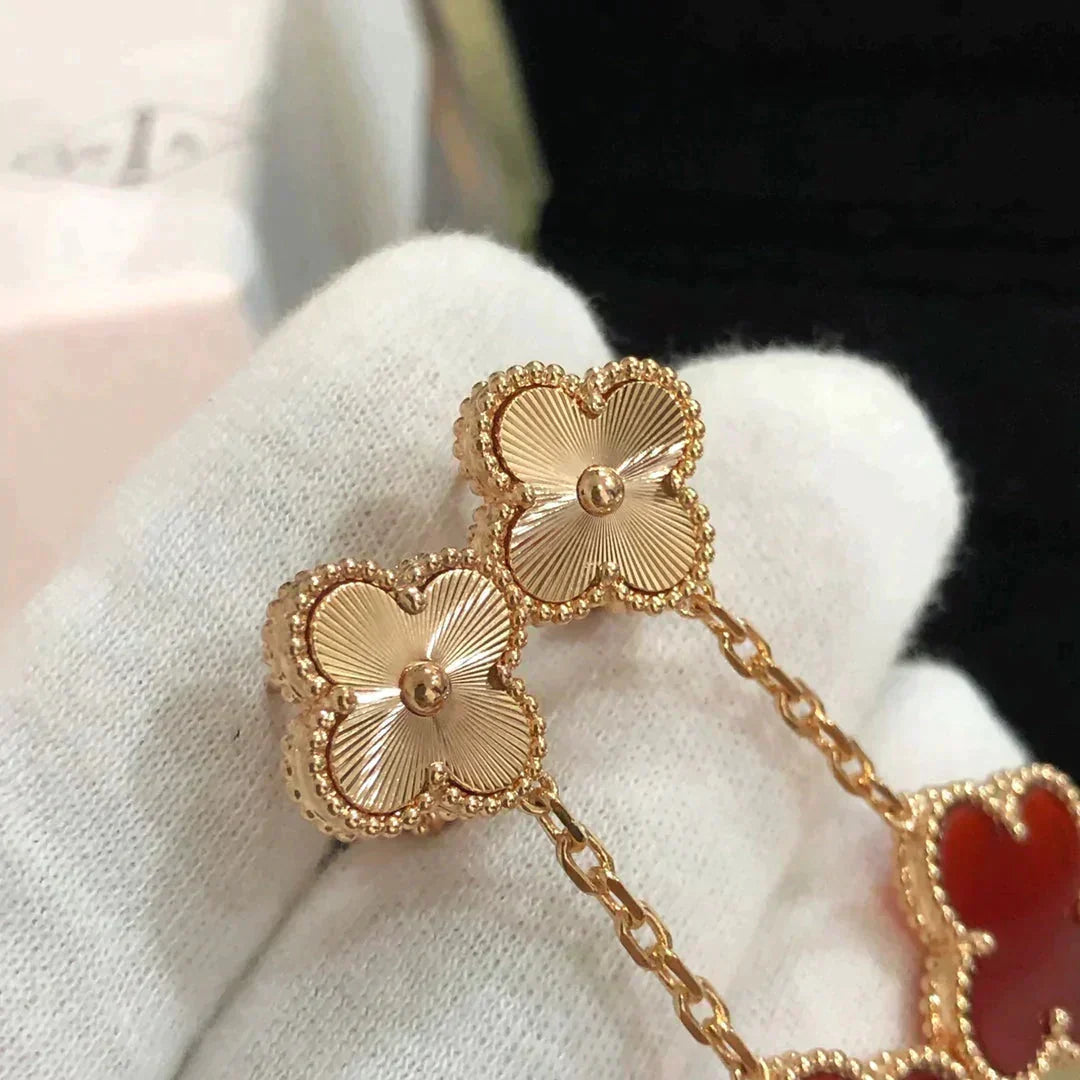 [Riva Jewelry ]CLOVER 2 MOTIF  LASER CARNELIAN EARRINGS