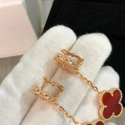 [Riva Jewelry ]CLOVER 2 MOTIF  LASER CARNELIAN EARRINGS