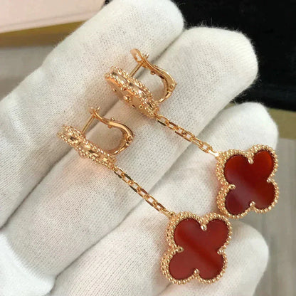 [Riva Jewelry ]CLOVER 2 MOTIF  LASER CARNELIAN EARRINGS