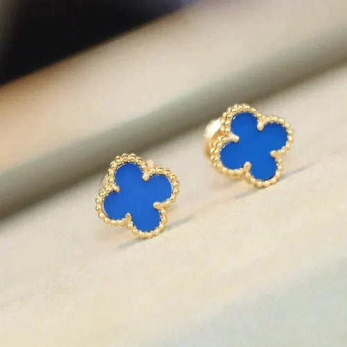 [Riva Jewelry ]CLOVER MINI 9.5MM BLUE AGATE EARRINGS