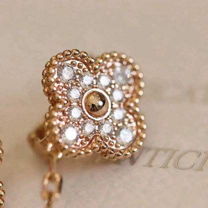 [Riva Jewelry ]CLOVER MEDIUM 1 MOTIFS FUll DIAMOND EARRINGS