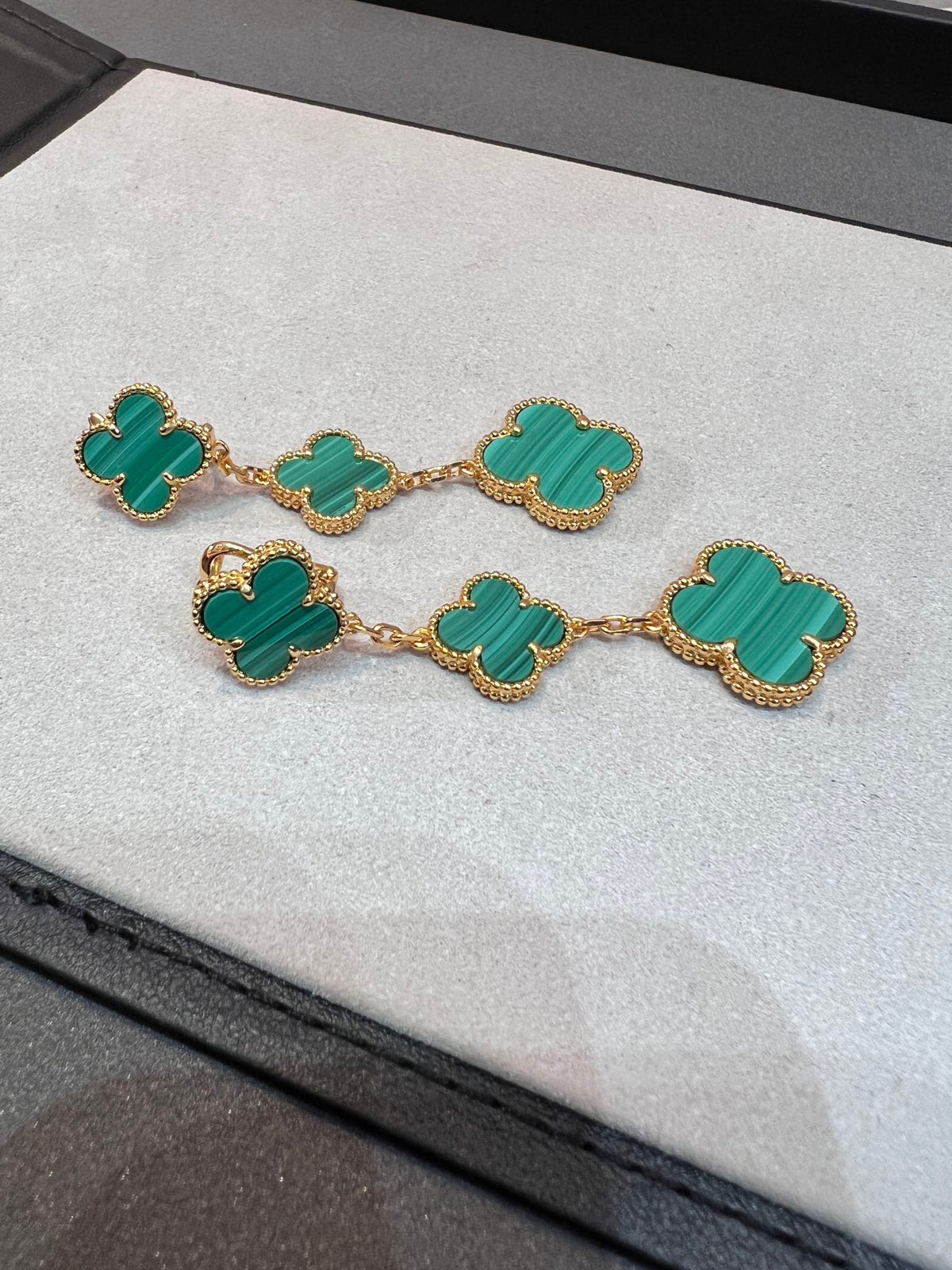 [Riva Jewelry ]CLOVER MALACHITE 3 MOTIFS GOLD