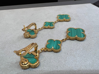 [Riva Jewelry ]CLOVER MALACHITE 3 MOTIFS GOLD
