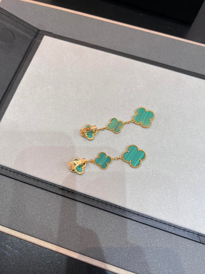 [Riva Jewelry ]CLOVER MALACHITE 3 MOTIFS GOLD