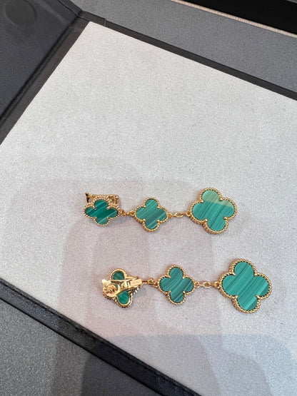 [Riva Jewelry ]CLOVER MALACHITE 3 MOTIFS GOLD