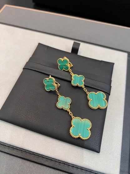 [Riva Jewelry ]CLOVER MALACHITE 3 MOTIFS GOLD