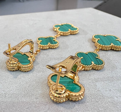 [Riva Jewelry ]CLOVER MALACHITE 3 MOTIFS GOLD