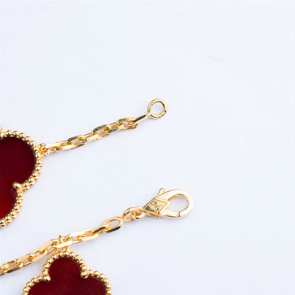 [Riva Jewelry ]CLOVER BRACELET 5 MOTIFS CARNELIAN TIGER EYE